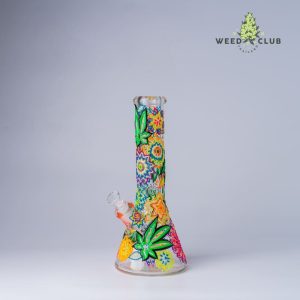 บ้องแก้ว 12นิ้ว Phoenix Star เพนท์ลายกัญชาแบบสามมิติ  12" Classic Beaker Bong with Cannabis leaves Painting