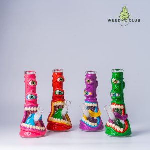 บ้องแก้วลายปีศาจ2ตา แบบสามมิติ Double eyes Aldrich Jaws 3D Bong 10 Inches